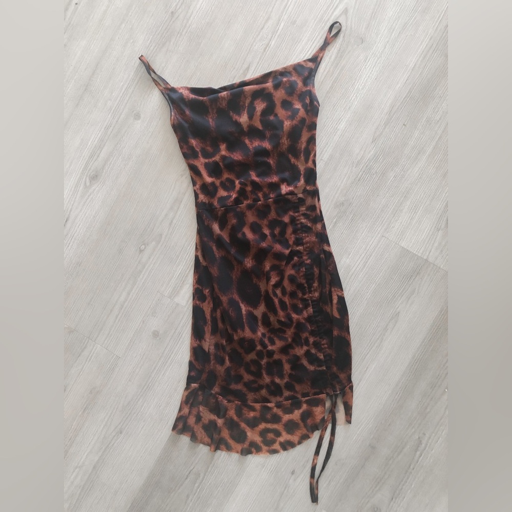 Prettylittlething leopard mesh mini dress